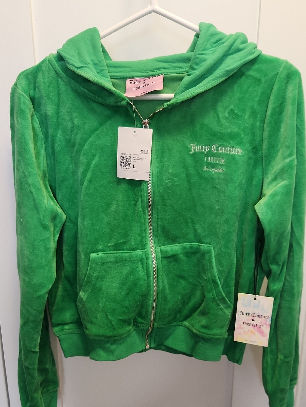 Juicy Couture Bright Green Velour Zip Hoodie